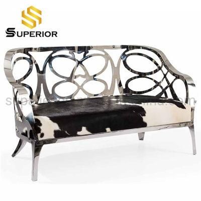 Luxury Hotel Furniture Stainless Steel Frame 3 Seater Fabric Sofa