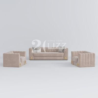 Hot Selling European Home Leisure Couch Sofa Furniture Modern Sectional 1+2+3 Velvet Fabric Sofa Set