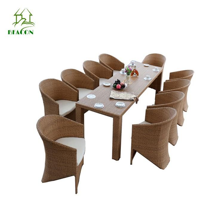 Garden Patio Modern Outdoor Dining Table 6 Seats PE Rattan Aluminum Frame Chair Dining Furniture Set