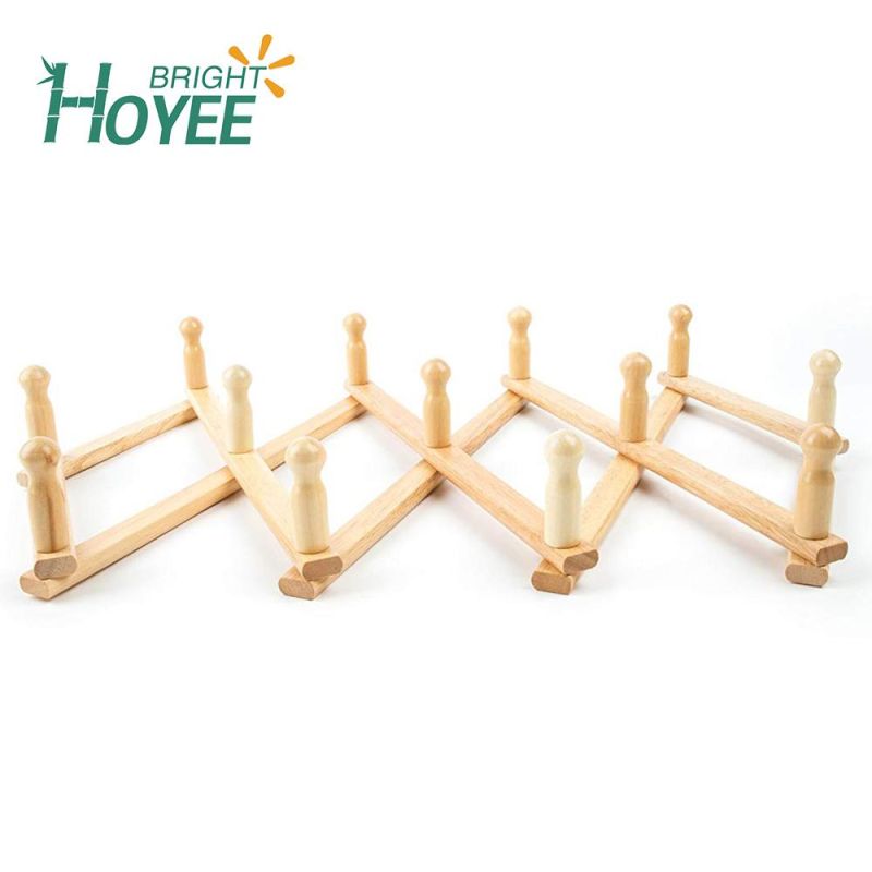 Wooden Wall Mount Foldable Adjustable Hotel Style Folding Towel Rack