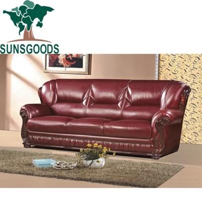 Modern Furniture Living Room Set Chesterfield Style Genuine Leather Sofa Set