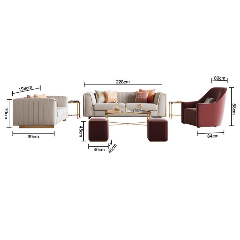 Good Quality Modern Home Genuine Leather Sofa Set Sectional Luxury Red Home Furniture Leisure Single Chair
