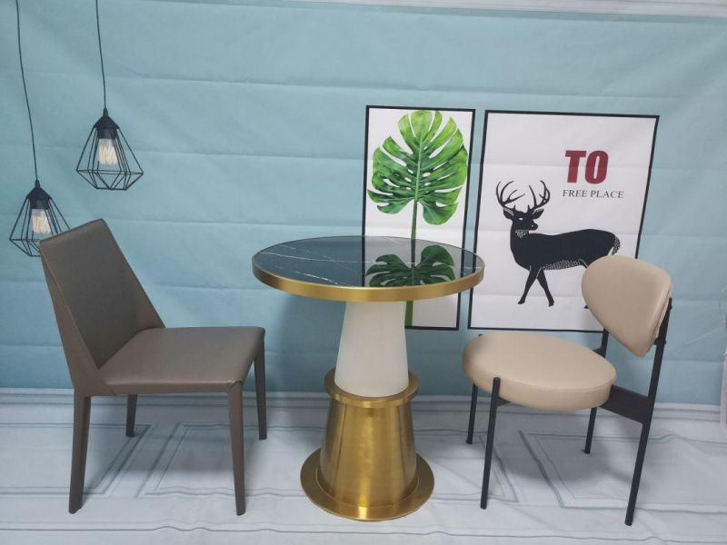 China Modern Gold Stainless Steel Base Office Furniture Coffee Side Table
