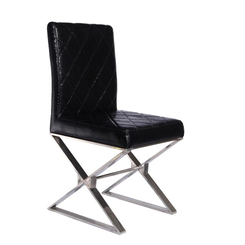 Modern Restaurant Chair Black Chrome Metal Legs PU Dining Hotel Office Home Living Room Furniture