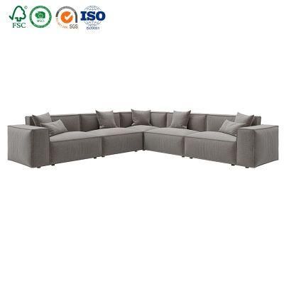 Modern Kd Sofa Nordic Leisure L Shape Sectional Lounge Couches Living Room Corner Fabric Sofa Set Furniture
