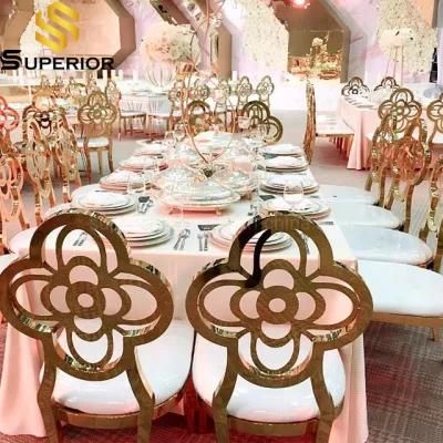 Rental Wedding Banquet Restaurant Chairs Hollow Back with Decoration
