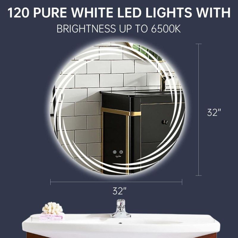LED Mirror Lamp Bathroom Makeup Mirror Round Shape Intelligent Lighting Decorative