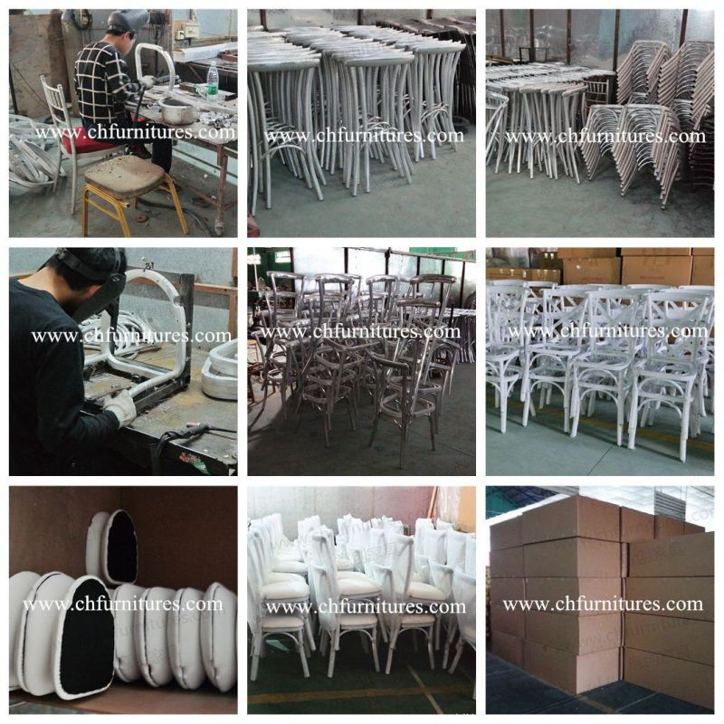 Yc-A68 Hot Selling 2019 Stackable Metal Chrome Cross Back White Wedding Chair