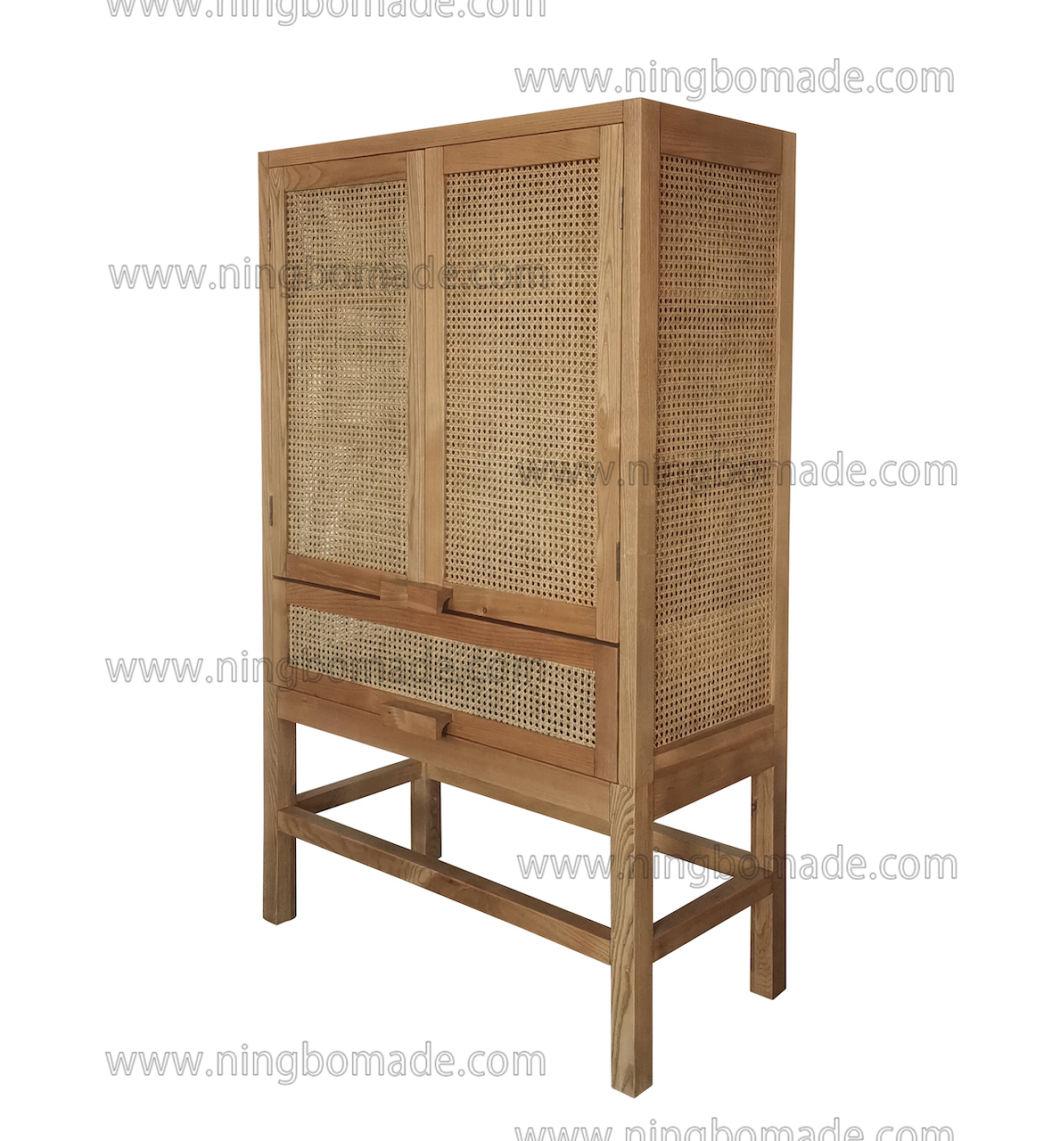 Elegant Rattan Upholstery Furniture Nature Ash Rattan Storage Cabinet