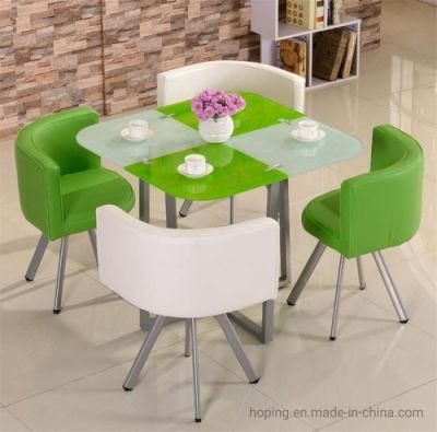 Italian Modern Square Dining Table Set Luxury Two-Colored Tempered Glass High-End Factory Direct Sale Dining Table