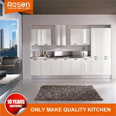 Simple High Glossy Creamy White PVC Finish Kitchen Cabinet
