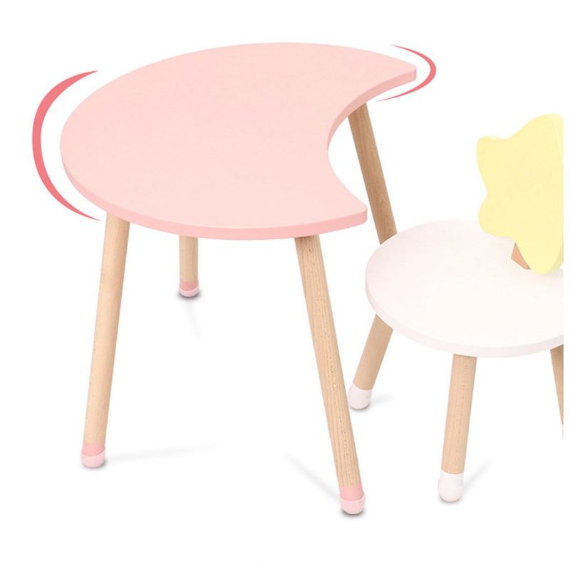 Solid Wood Kids Table and Chair Moon Study Table Kindergarten Furniture