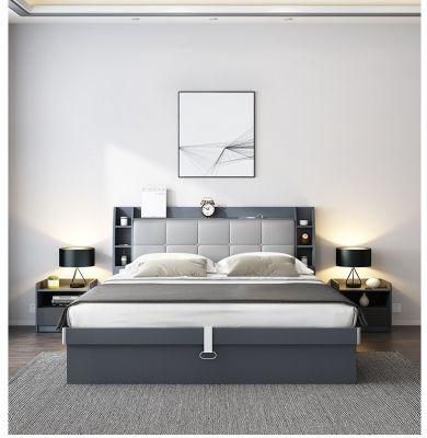 Bed Light Luxury Modern Master Bedroom Bed Simple High Box Storage Pressure Small Apartment 1.5 Meters Storage Nordic Double Bed