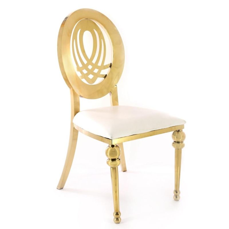 Hoping Home Furniture with White Leather in Rose Gold Metal Wholesale Wedding Dining Chairs