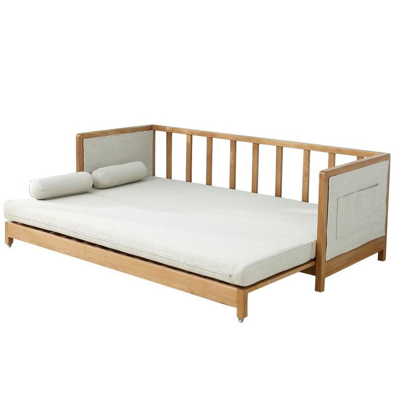 Multifunctional Solid Wood Sofa Bed Living Room Solid Wood Sofa Modern Simple Nordic Style Sofa Bed Made of White Oak