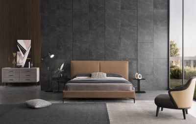 Latest Simple Modern Bedroom Furniture Style Imitated Leather King Bed for Appartment/Hotel