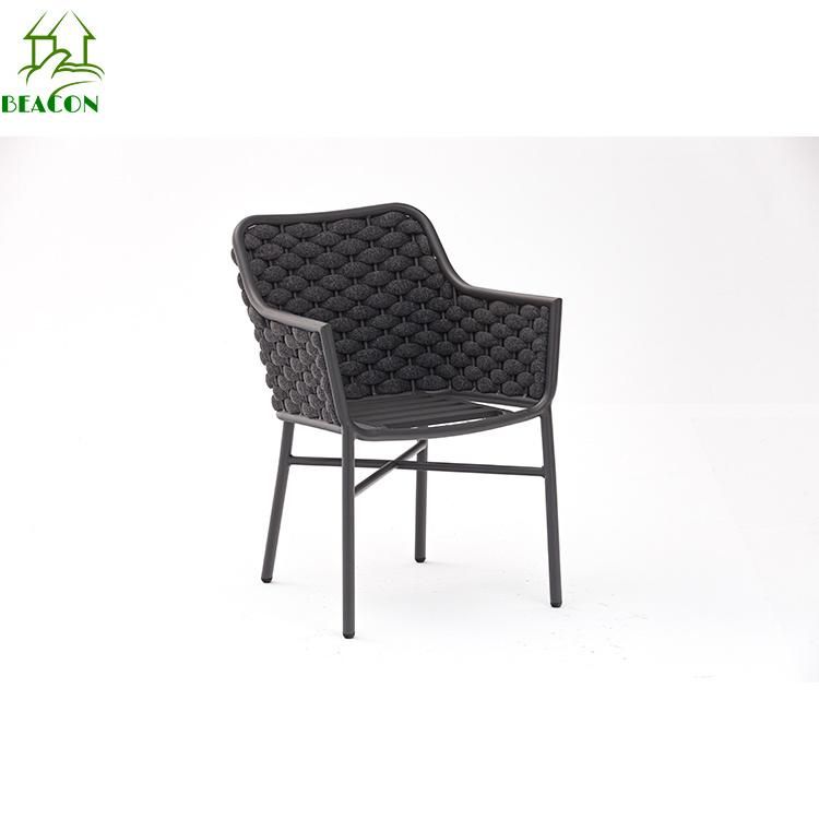 Customized Wholesale Garden Hotel Home Resort Villa Project Patio Outdoor UV Resistance Modern Leisure Aluminum Woven Polyester Rope Belt Balcony Chair