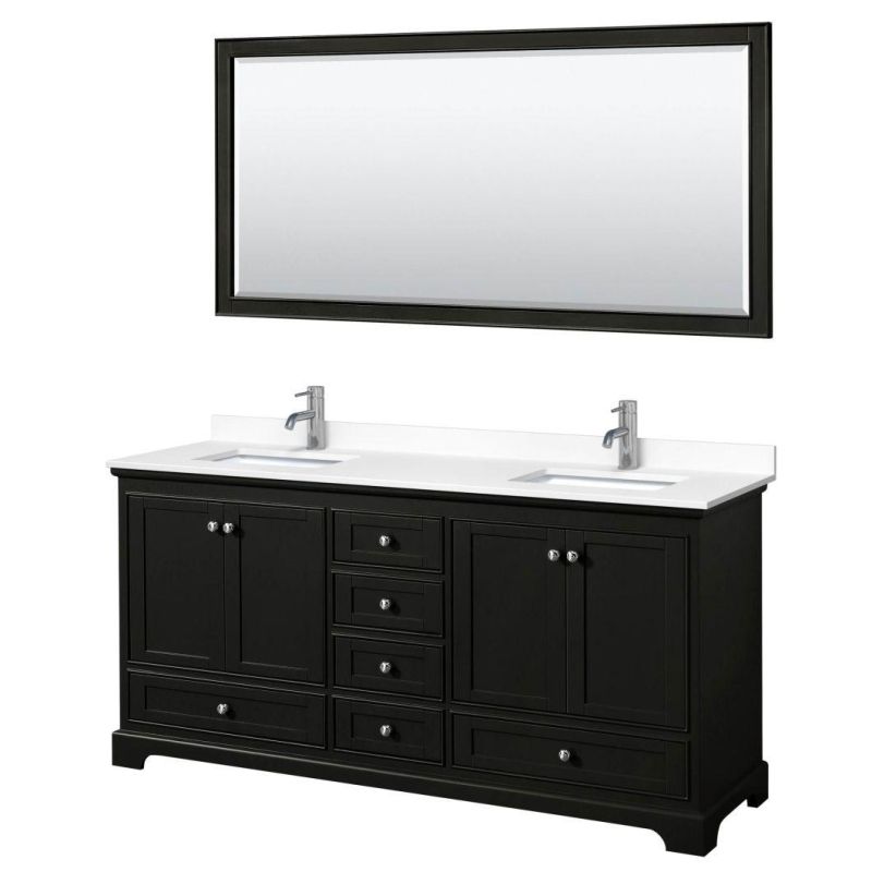 72" Double Bathroom Vanity in Dark Espresso