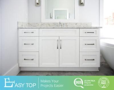 Modern White Shaker Bathroom Vanities with Metal Handle Drawer and Cabinet Door