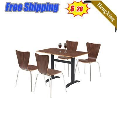 Dark Wood Color Factory Wholesale School Restaurant Outdoor Furniture Wooden Dining Table Set