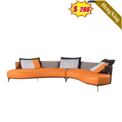 Simple Design Hotel Lobby Office Brown Color PU Leather Sofas Set Modern Home L Shape Sofa