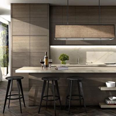 Brown Solid Wood Classic Kitchen Cabinet Luxury Villa Project