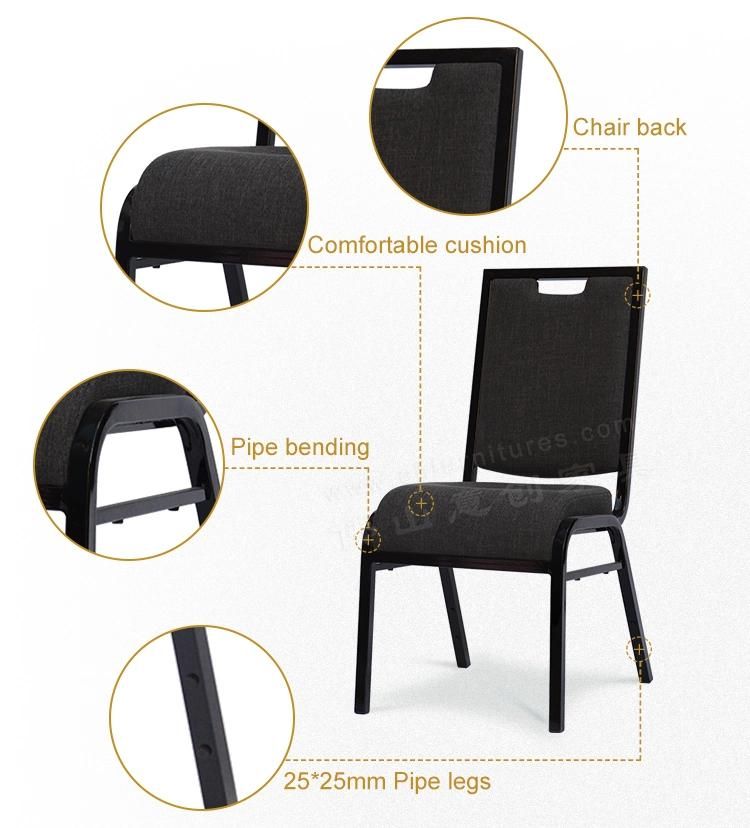 Yc-Zl46 High Quality and Elegant Black Metal Hotel Stacking Banquet Chair