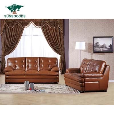 Foshan Modern Design Home Furniture Brown Couch Living Room Leather/ Fabric Sofa