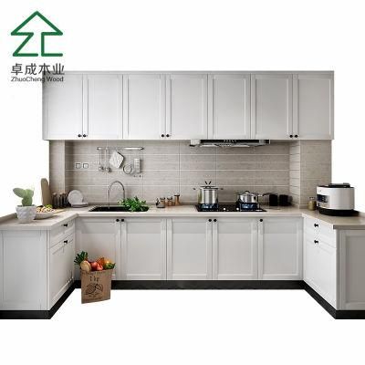 U Style White MDF Faced PVC Kitchen Cabinet