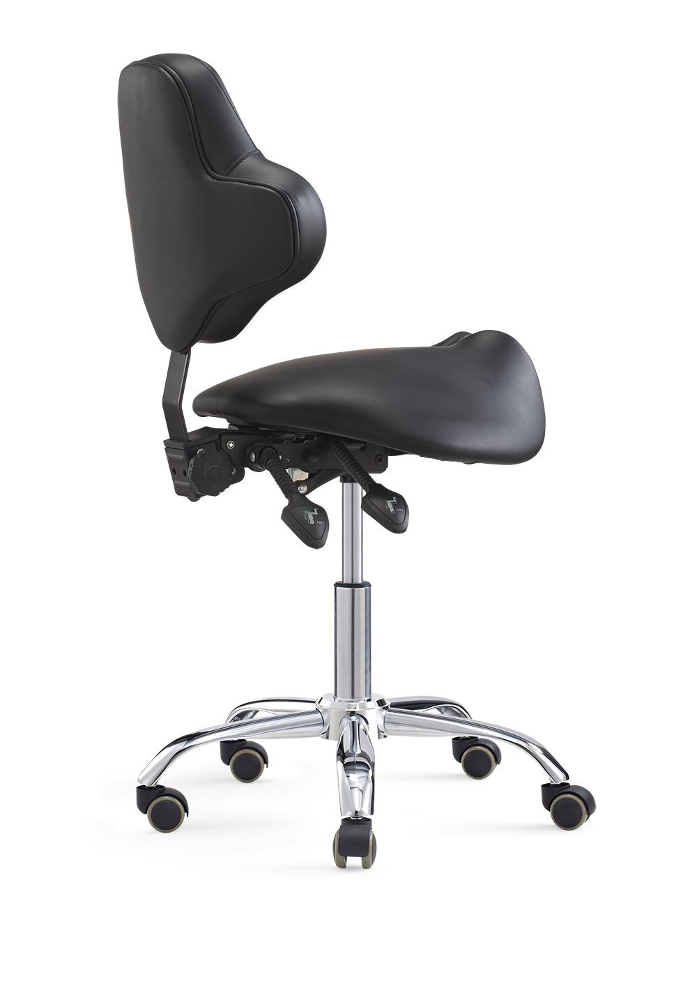 Massage Tools Rolling Saddle Stool with Back Support