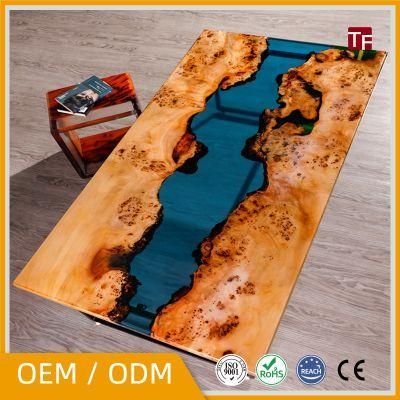Modern Sturdy 260cm Super Long Conference Room Meeting Table Desk Solid Walnut Wood Epoxy Resin River Table