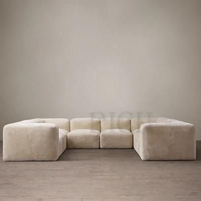 Contemporary Shearling Sofa Italian Modern Design Couch Living Room Commercial Sectional Sofa Modular Sectional U Shape Couch