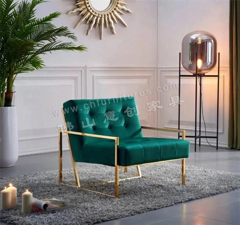 Hyc-Sf09 Home Furniture Moden Stainless Steel Base Velvet Cushion Living Room Sofa Chair