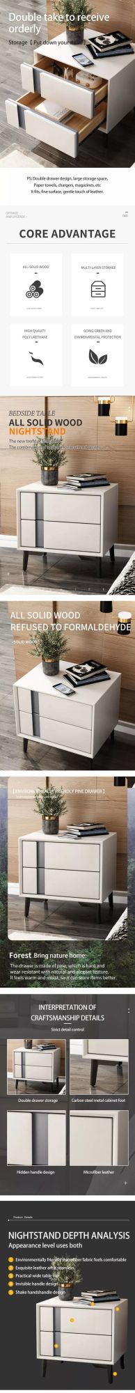 Modern Cabinet with Drawers for Bedroom White Gentleman′s Luxury Industrial Bedside Table