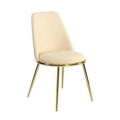 Hotel Furniture Modern Dining Room Chair Polished Gold Metal Legs Beige Velvet Nordic Chair