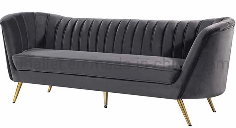 Italian Style Living Room Furniture 3 Seater Grey Fabric Sofa
