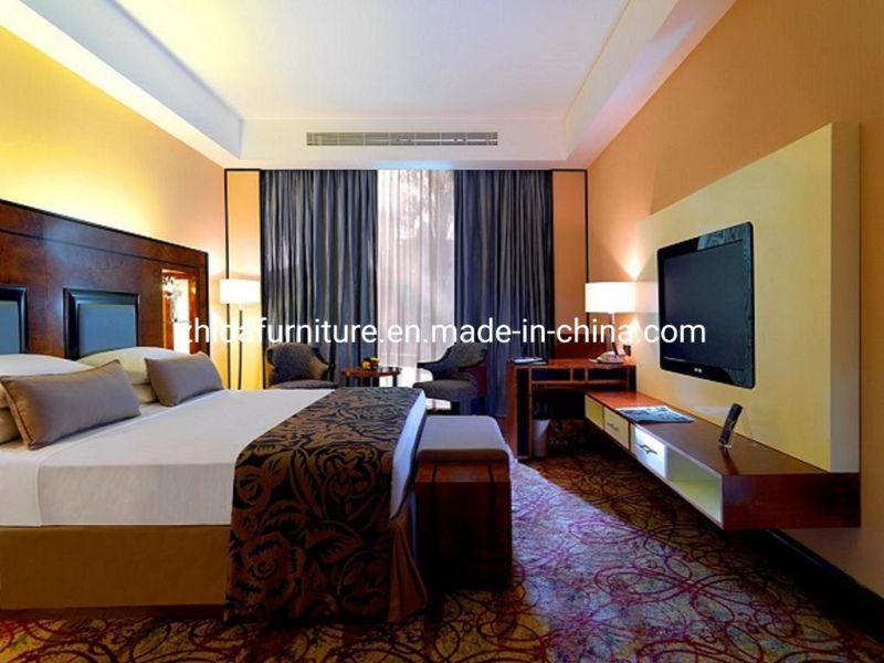 Custom Made Luxury Excellent Design Middle East 5 Star Hotel Furniture Suite Master Bedroom King Size Wooden Bed with Living Room