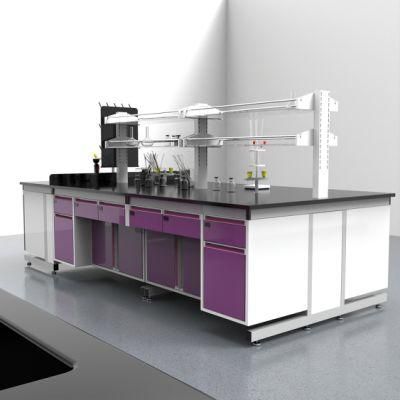 High Quality Hot Sell Hospital Steel Lab Furniture with Wheels, Factory Mode Bio Steel Hexagonal Lab Bench/