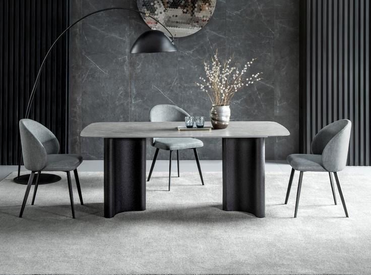 Modern Home Furniture Set Iron Base Kitchen Leather Dining Chairs