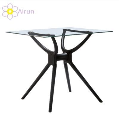 Dining Room Furniture PP Plastic Leg Tempered Glass Top Dining Table for 4 Seater