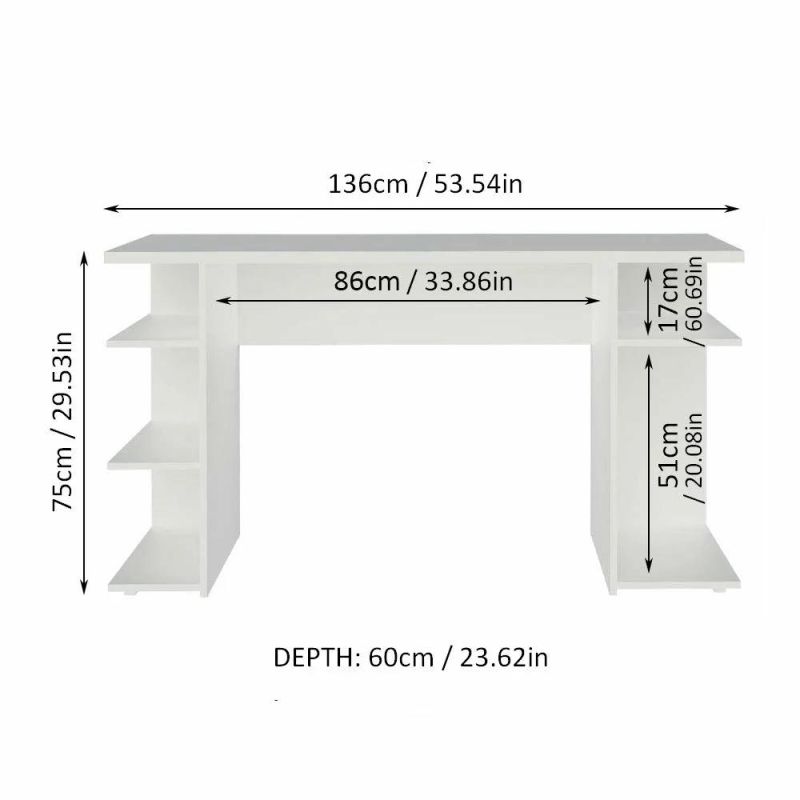 Computer Desk with Shelves, Home Office Desk Writing Workstation for Large Monitor Stand, Gamer Table Wood Desk, Gaming Computer Desk