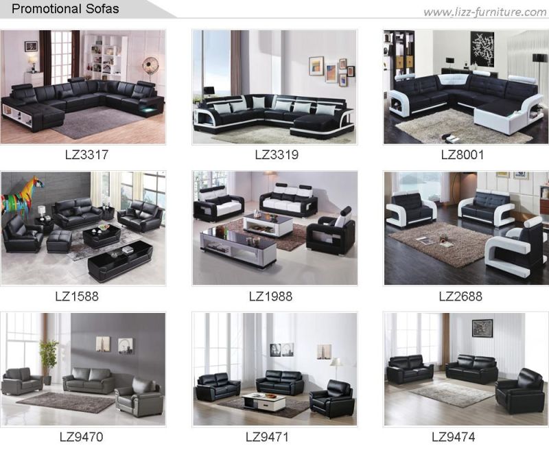 Contemporary Modern Style Wooden Frame Home Furniture Genuine Leather Sofa Set