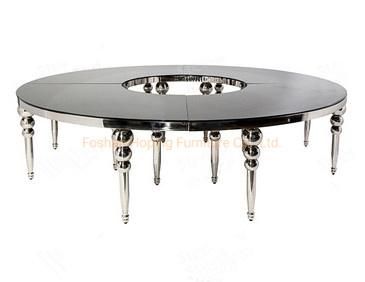 Hotel Black Silver Dining Table Banquet Round Table Marble Table for Home