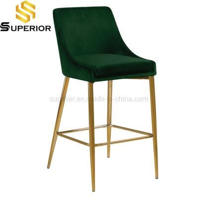 Luxury Furniture Stainless Steel Bar Chairs with Back Cushion