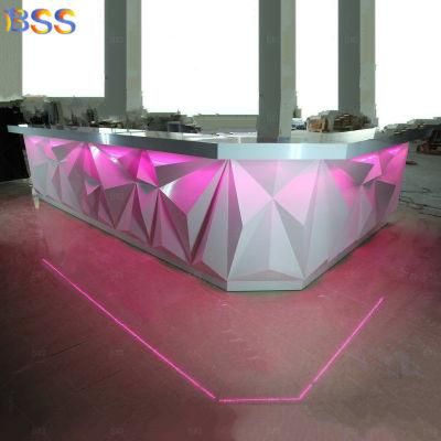 Fashion Style White Corian L Shape LED Pub Bar Counter