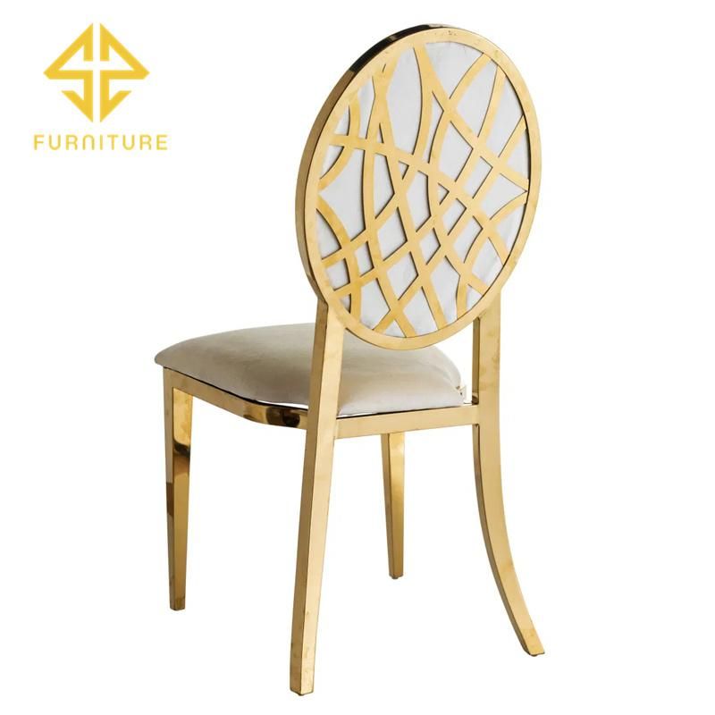 Wholesale Special Back Design Golden Stainless Steel Wedding Chair for Modern Event Furniture