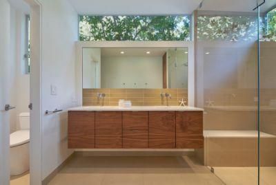 Commercial Custom Wood Timber Flat-Panel Melamine Fiber Chipboard Bathroom Vanity Cabinets