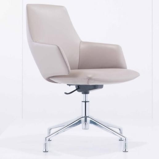 Modern Medium Back Ergonomic Revolving Leather Upholstery Office Meeting Chair