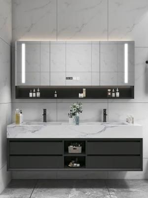 The Hotel Modern Light Luxury Multi-Mirror Ceramic Above Counter Basin White Rock Board Countertop Bathroom Cabinet