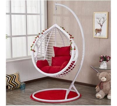 Outdoor Patio Garden PE Rattan Wicker Egg Shaped Hanging Cane Swing Chair with Stand